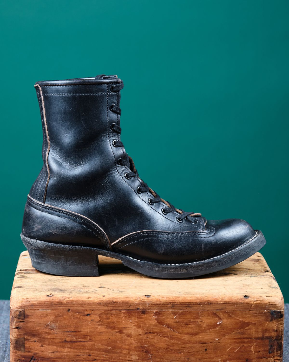 Photo by cliff.bar.nett on February 28, 2026 of the Nicks Lace to Toe Heritage in Horween Black Chromexcel.