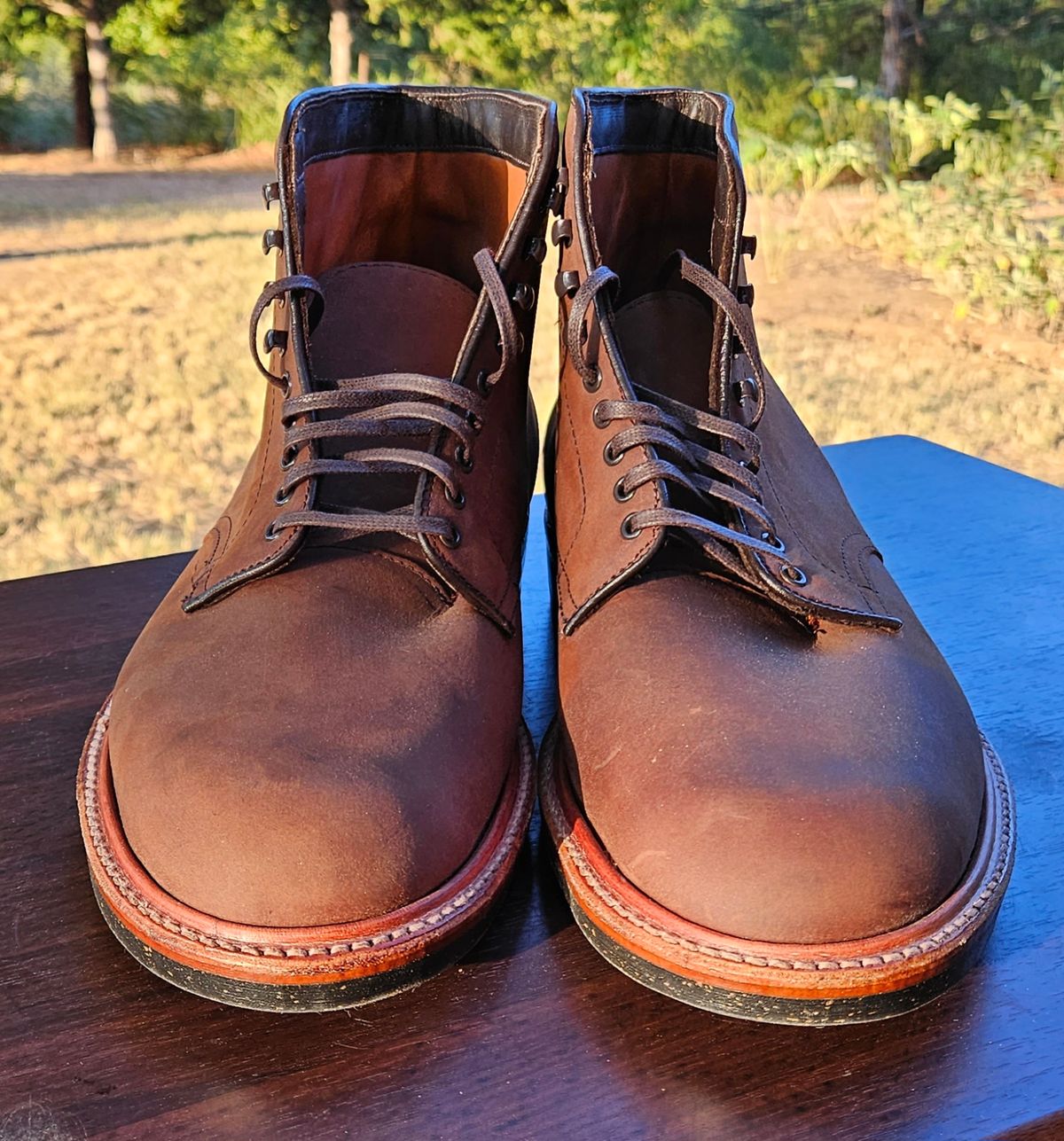 Photo by jj4483 on October 3, 2023 of the Alden Plain Toe Boot in Horween Tobacco Smooth Chamois.