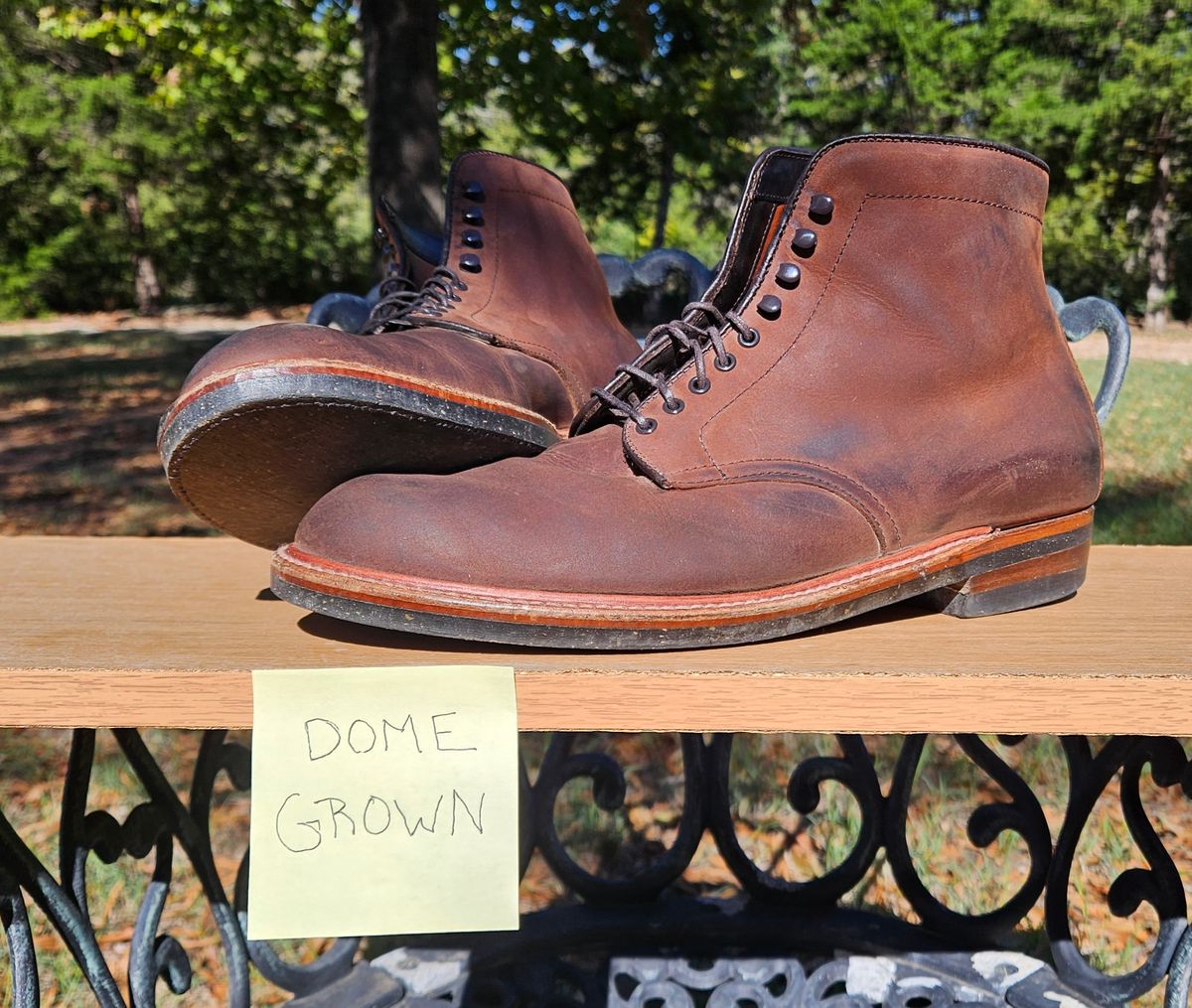 Photo by jj4483 on November 1, 2023 of the Alden Plain Toe Boot in Horween Tobacco Smooth Chamois.