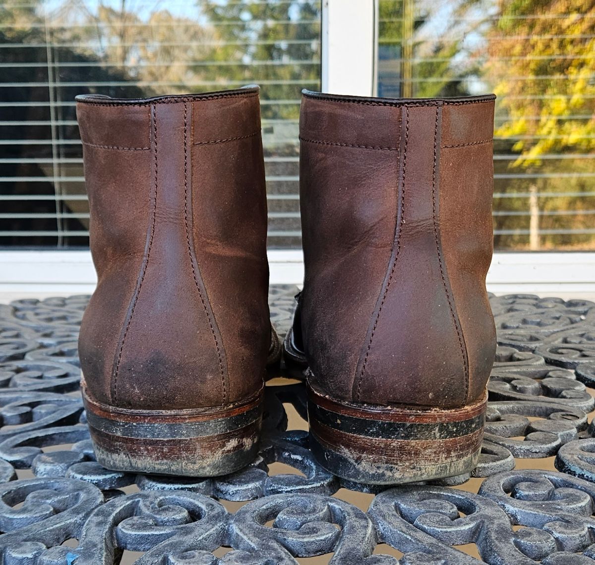 Photo by jj4483 on December 1, 2023 of the Alden Plain Toe Boot in Horween Tobacco Smooth Chamois.
