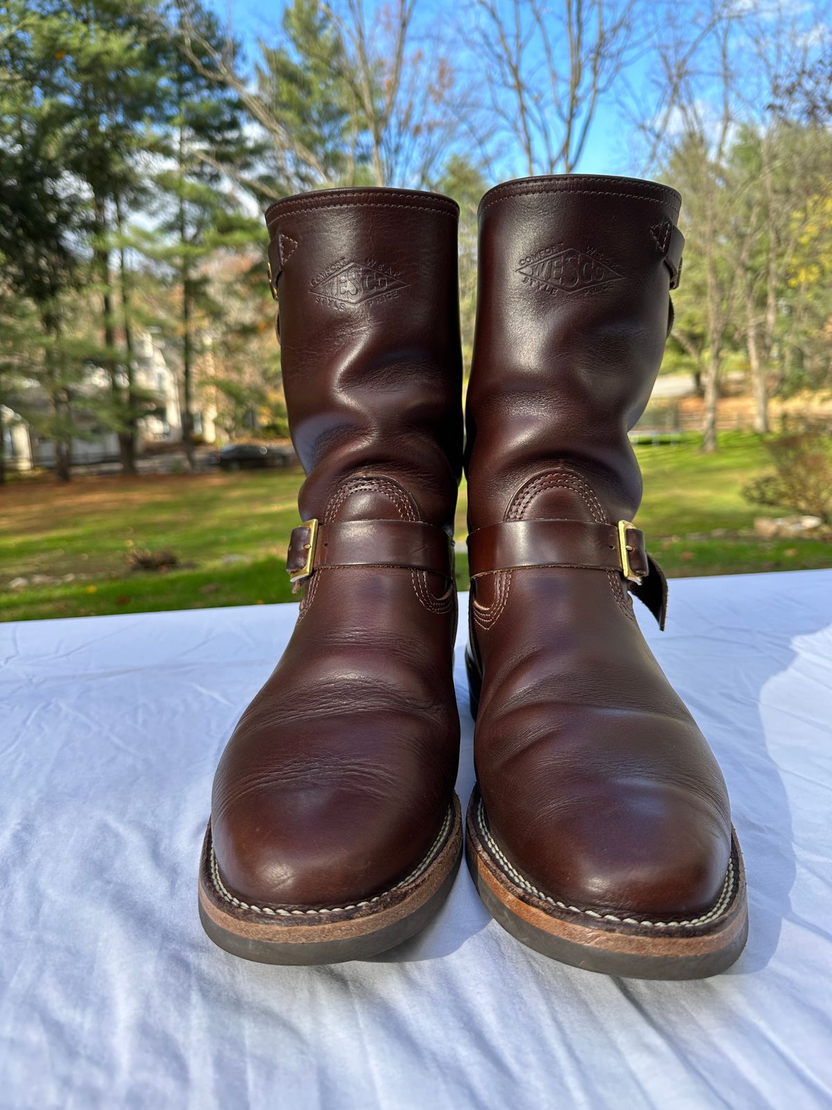 Photo by soleamp on November 5, 2022 of the Wesco Mister Lou in Horween Brown Chromexcel.