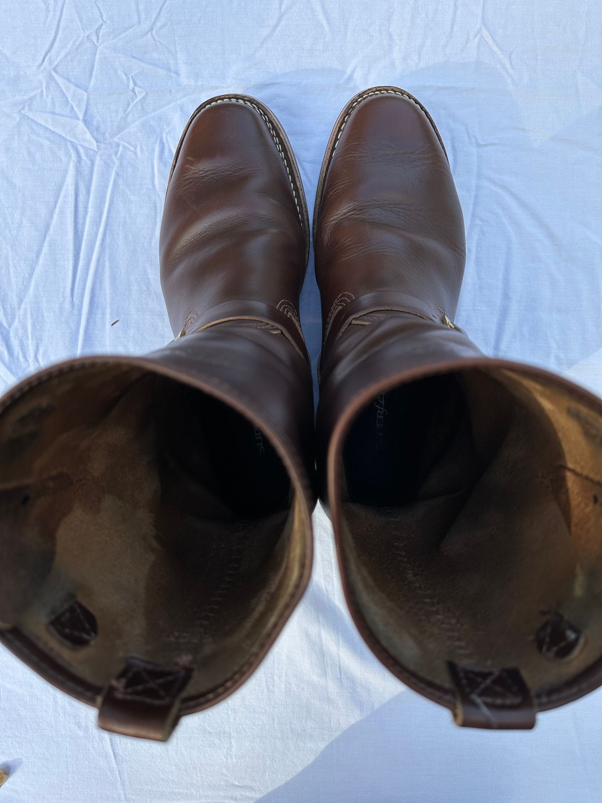 Photo by soleamp on November 5, 2022 of the Wesco Mister Lou in Horween Brown Chromexcel.