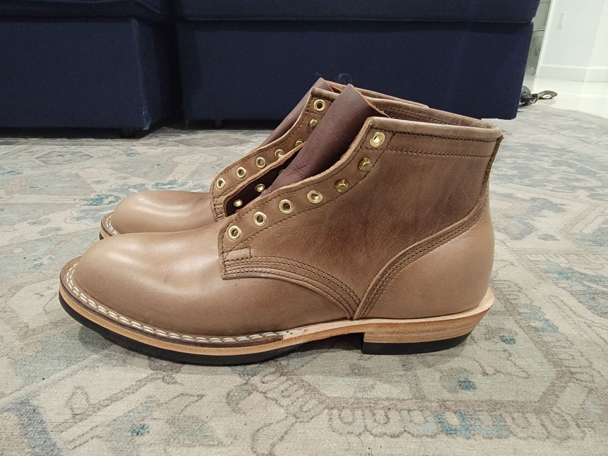 Photo by ShadyBoots on November 2, 2023 of the Nicks MTO in Horween Natural Chromexcel.
