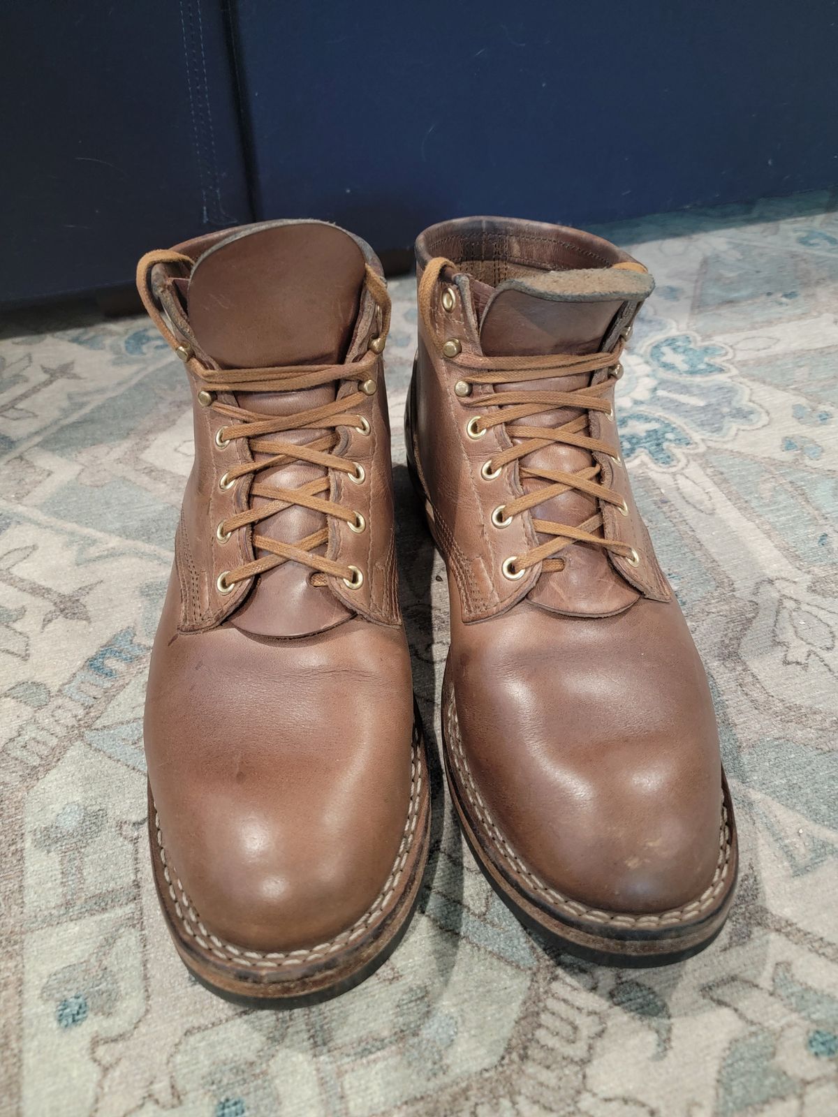 Photo by ShadyBoots on January 5, 2024 of the Nicks MTO in Horween Natural Chromexcel.