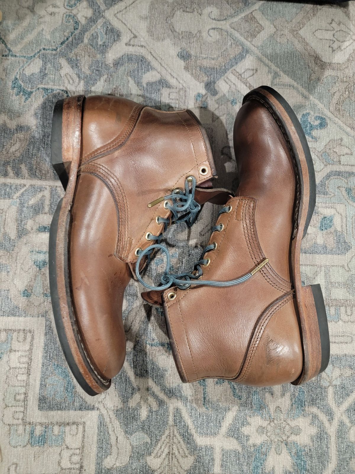 Photo by ShadyBoots on February 6, 2024 of the Nicks MTO in Horween Natural Chromexcel.