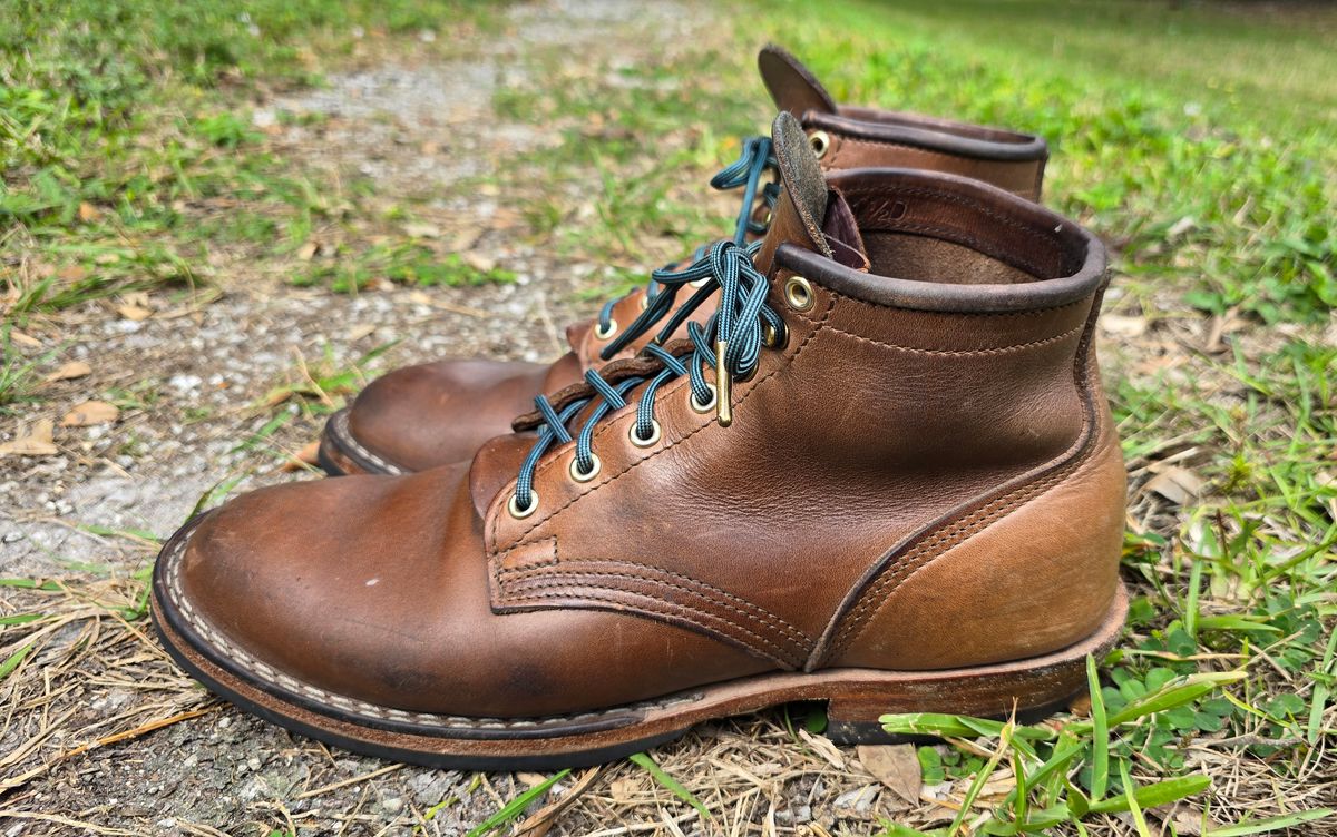 Photo by ShadyBoots on March 3, 2024 of the Nicks MTO in Horween Natural Chromexcel.