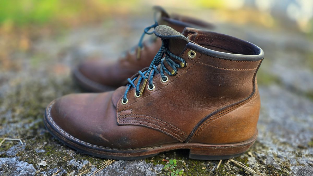 Photo by ShadyBoots on April 5, 2024 of the Nicks MTO in Horween Natural Chromexcel.