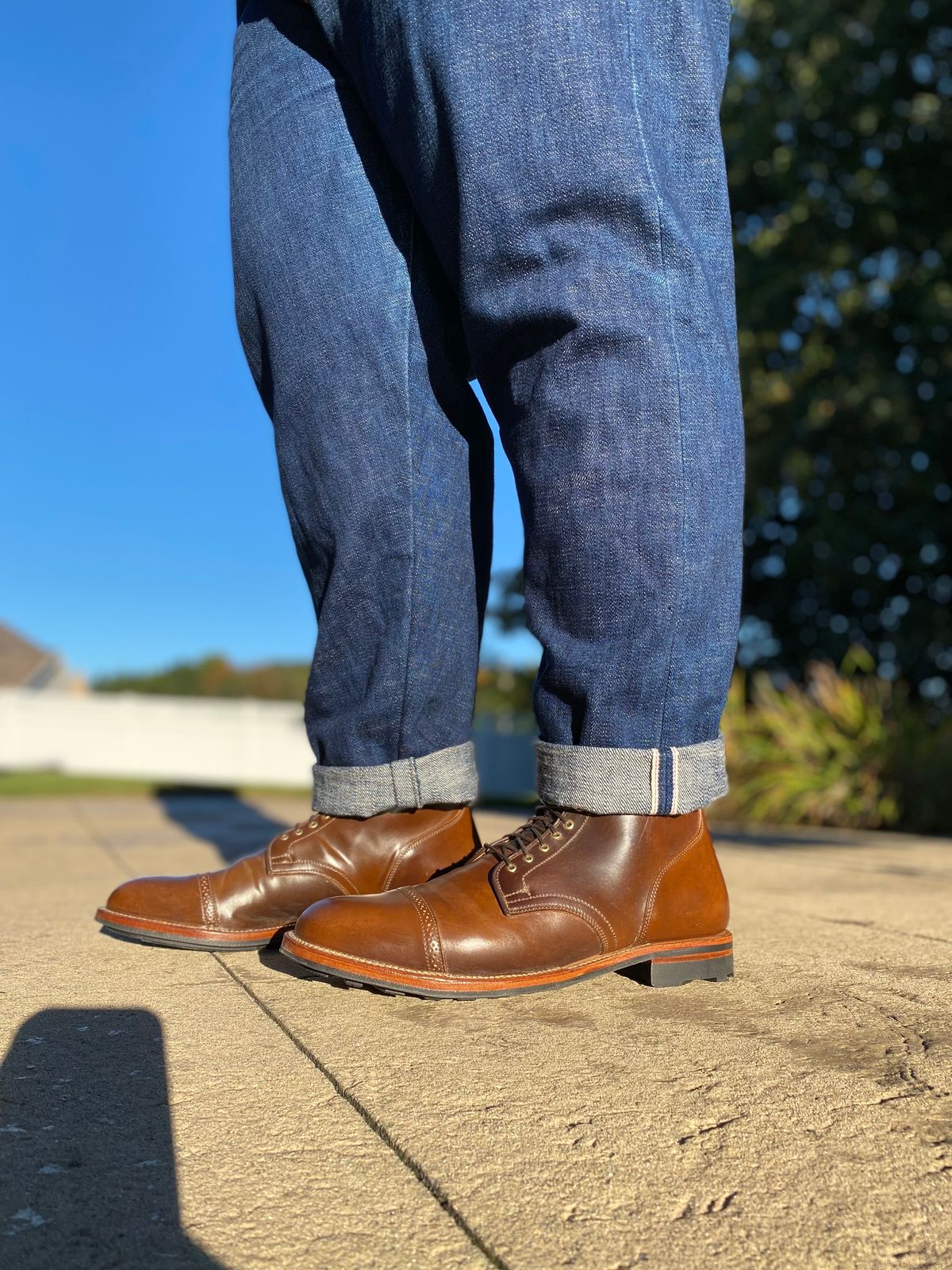 Photo by titletowngoods on October 1, 2022 of the Viberg Service Boot BCT in Horween Mahogany Shell Cordovan.