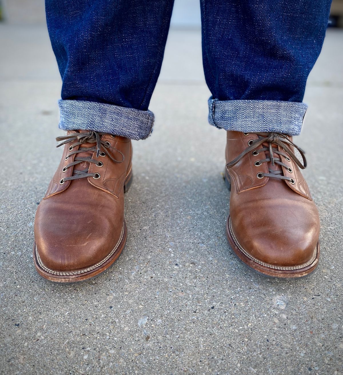 Photo by titletowngoods on December 2, 2022 of the Viberg 145 Oxford in Horween Natural Essex Workshoe Butt.