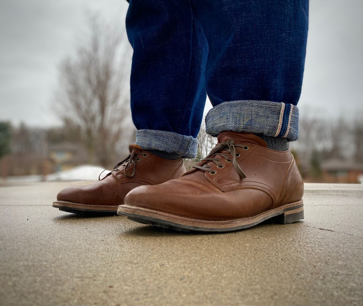 Photo by titletowngoods on March 3, 2023 of the Viberg 145 Oxford in Horween Natural Essex Workshoe Butt.