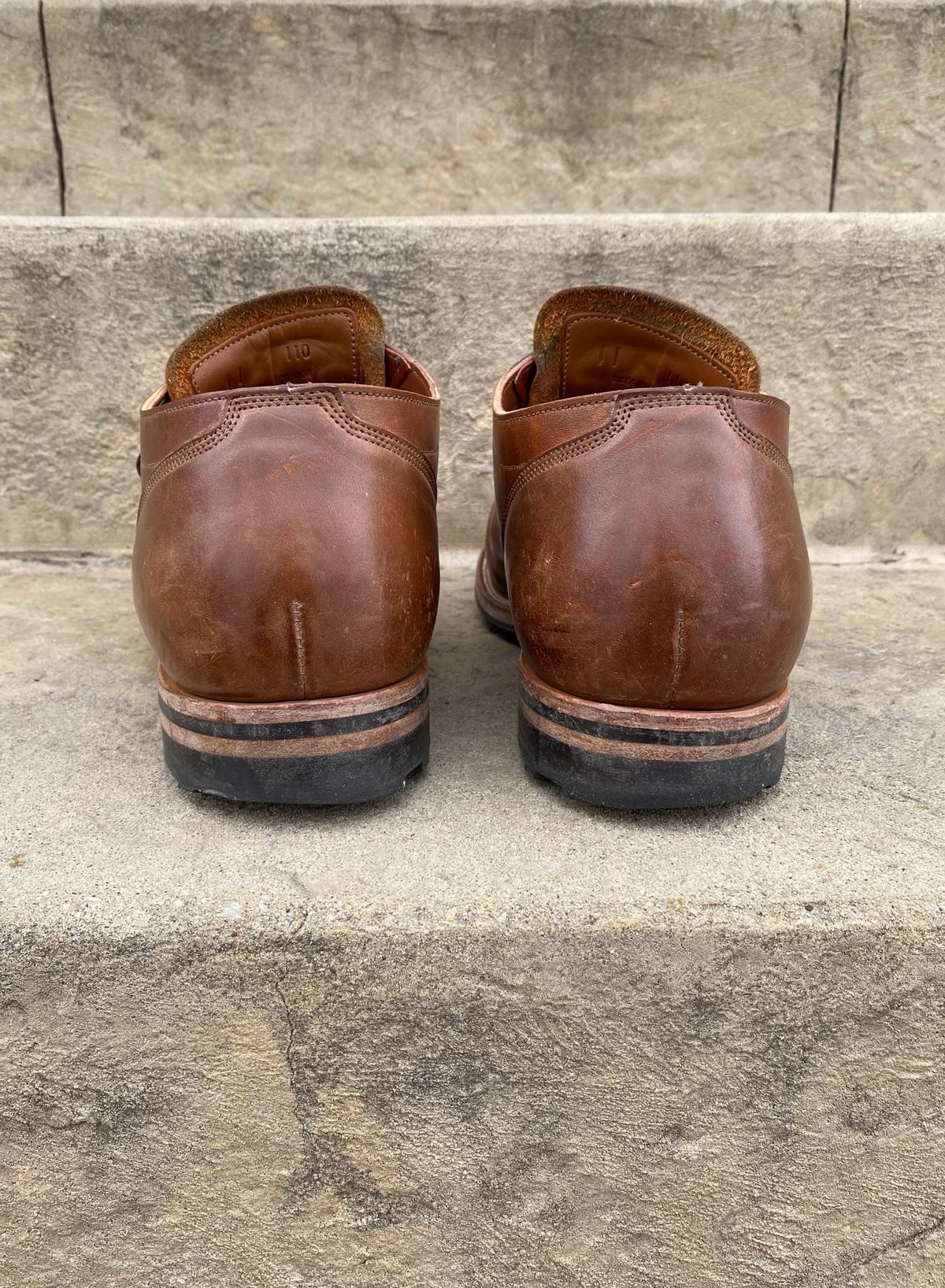 Photo by titletowngoods on April 3, 2023 of the Viberg 145 Oxford in Horween Natural Essex Workshoe Butt.