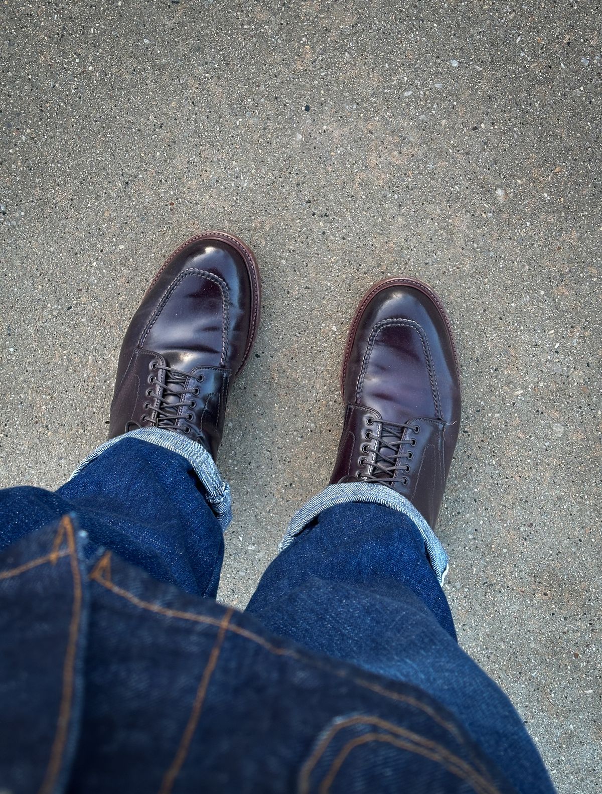Photo by titletowngoods on January 1, 2025 of the Alden Indy Boot in Horween Color 8 Shell Cordovan.