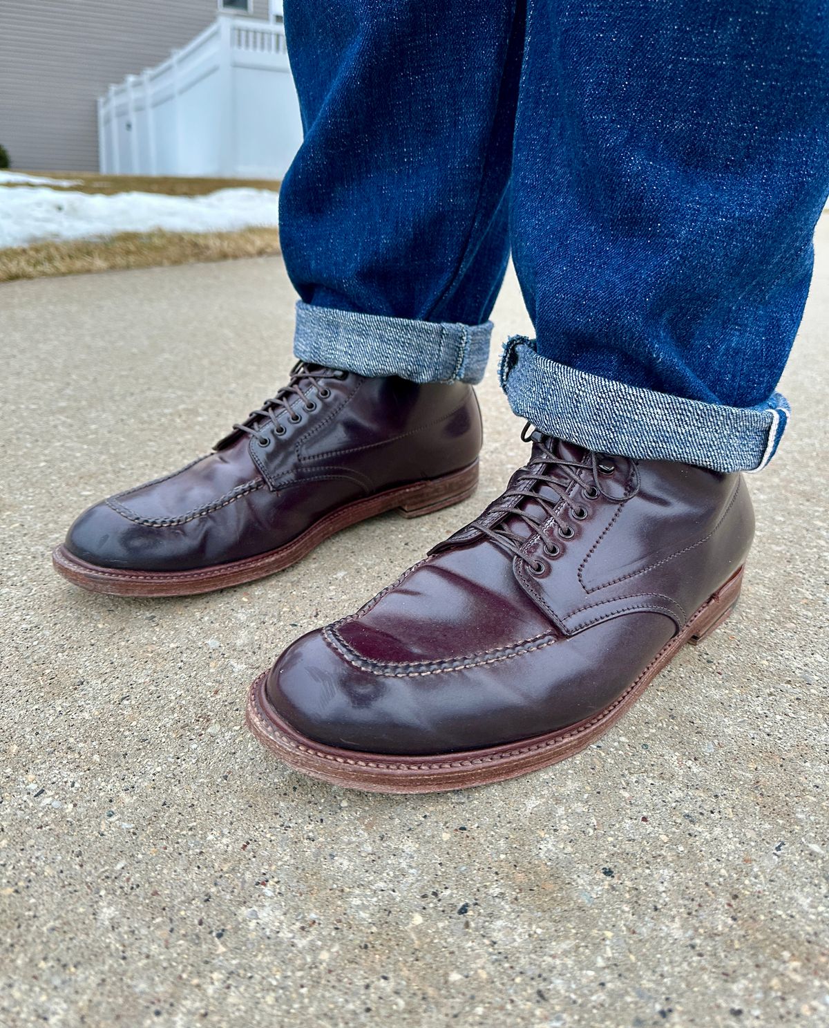 Photo by titletowngoods on March 4, 2025 of the Alden Indy Boot in Horween Color 8 Shell Cordovan.