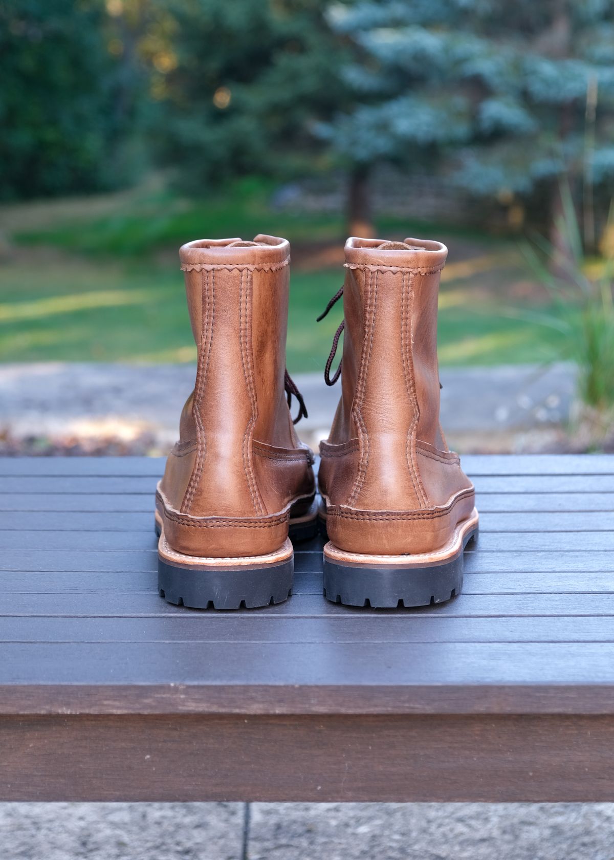 Photo by titletowngoods on September 30, 2025 of the Russell Moccasin Co. Joe's PH in Horween Marine Field Shoe.