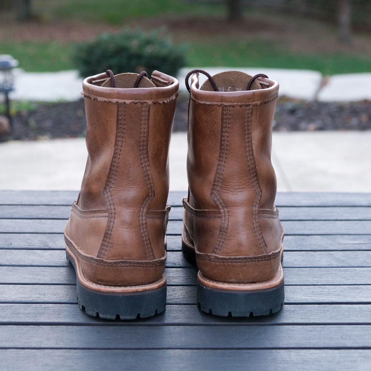 Photo by titletowngoods on November 5, 2025 of the Russell Moccasin Co. Joe's PH in Horween Marine Field Shoe.