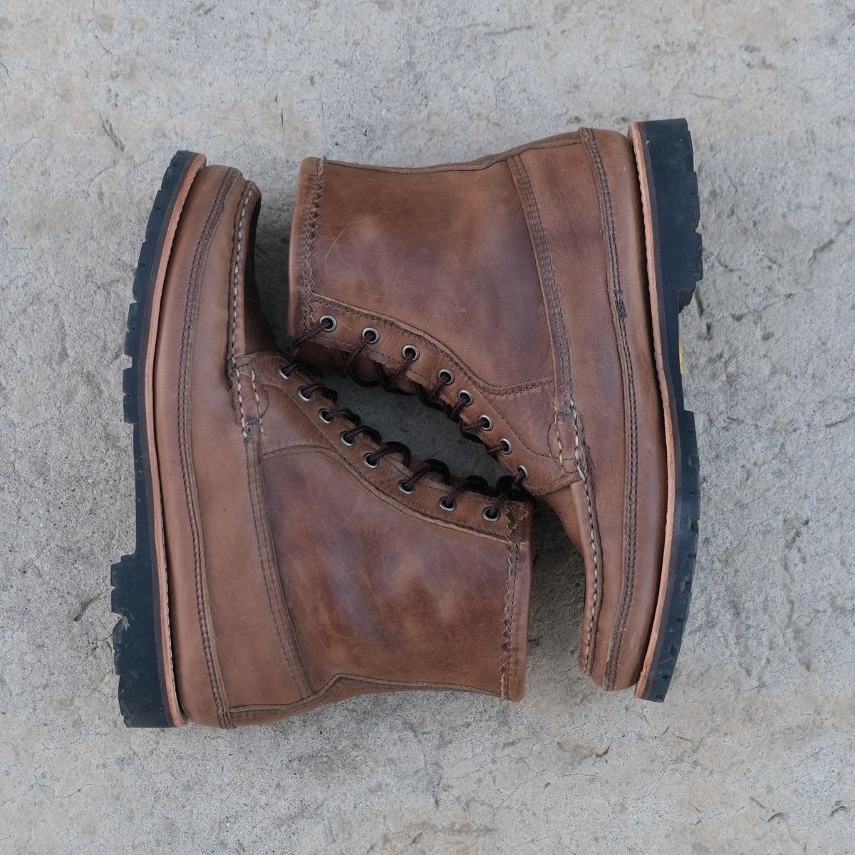 Photo by titletowngoods on November 5, 2025 of the Russell Moccasin Co. Joe's PH in Horween Marine Field Shoe.
