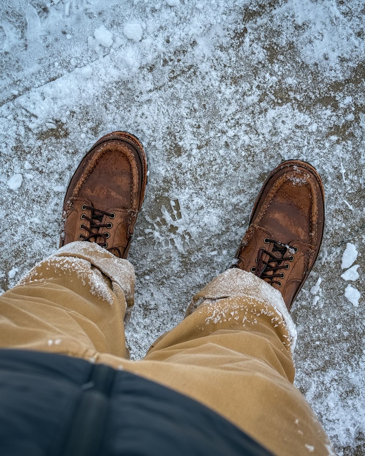 Photo by titletowngoods on November 30, 2025 of the Russell Moccasin Co. Joe's PH in Horween Marine Field Shoe.