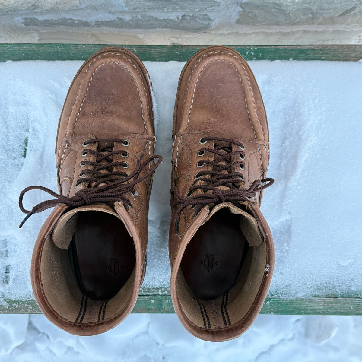 Photo by titletowngoods on February 4, 2026 of the Russell Moccasin Co. Joe's PH in Horween Marine Field Shoe.