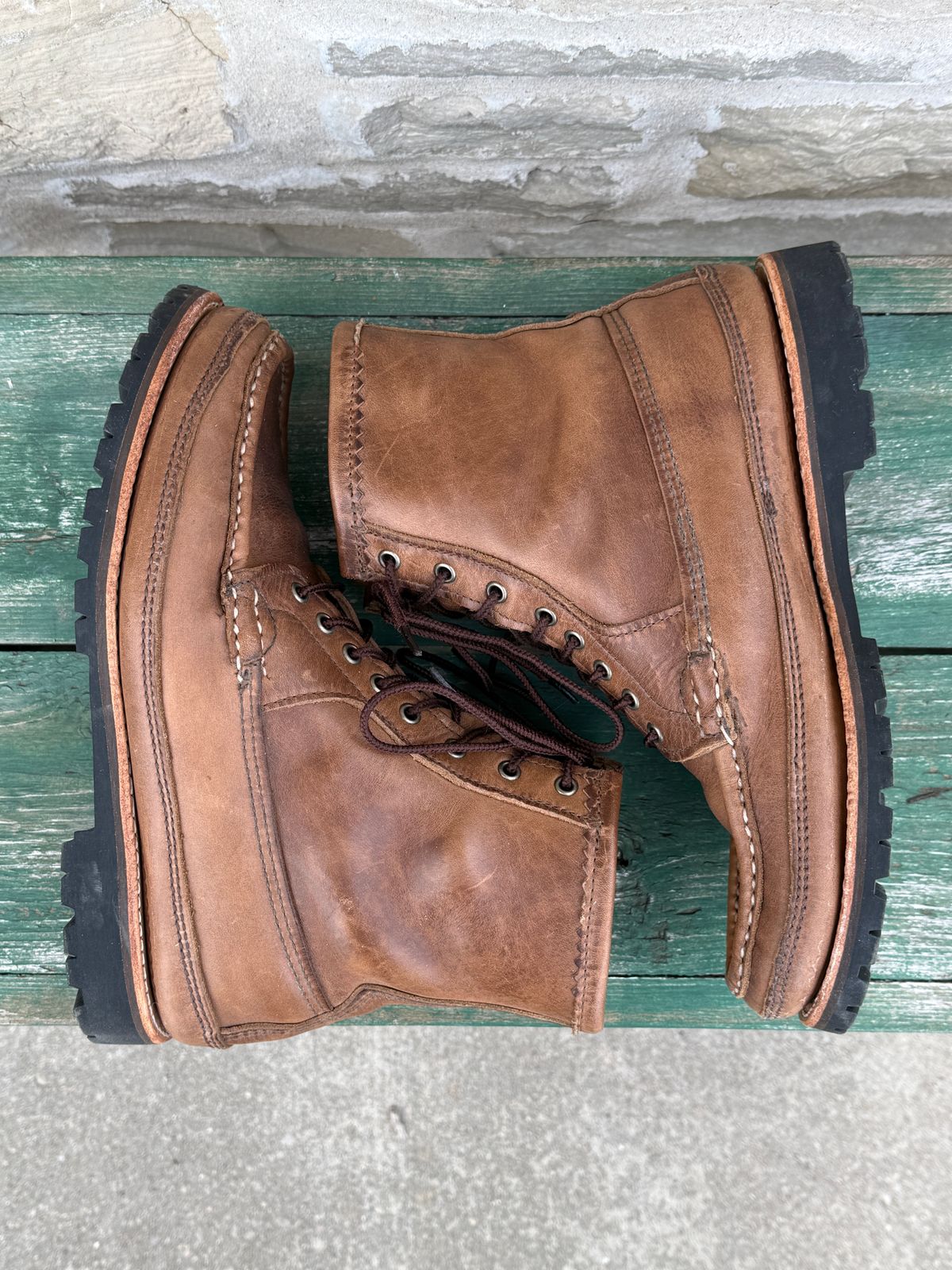 Photo by titletowngoods on March 4, 2026 of the Russell Moccasin Co. Joe's PH in Horween Marine Field Shoe.