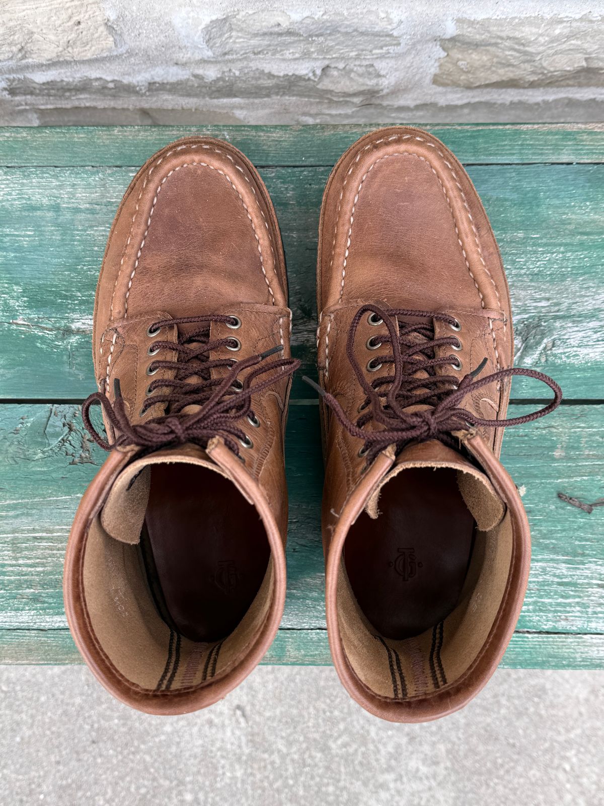 Photo by titletowngoods on March 4, 2026 of the Russell Moccasin Co. Joe's PH in Horween Marine Field Shoe.
