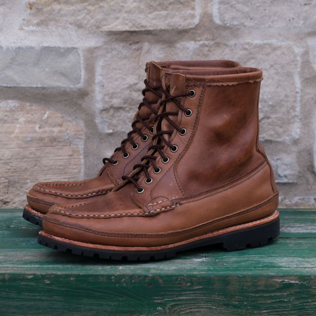 Photo by titletowngoods on April 6, 2026 of the Russell Moccasin Co. Joe's PH in Horween Marine Field Shoe.