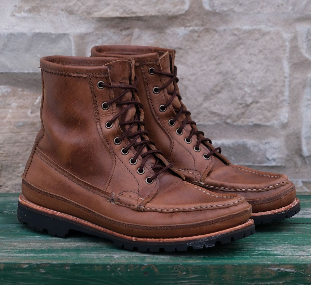 Photo by titletowngoods on April 6, 2026 of the Russell Moccasin Co. Joe's PH in Horween Marine Field Shoe.