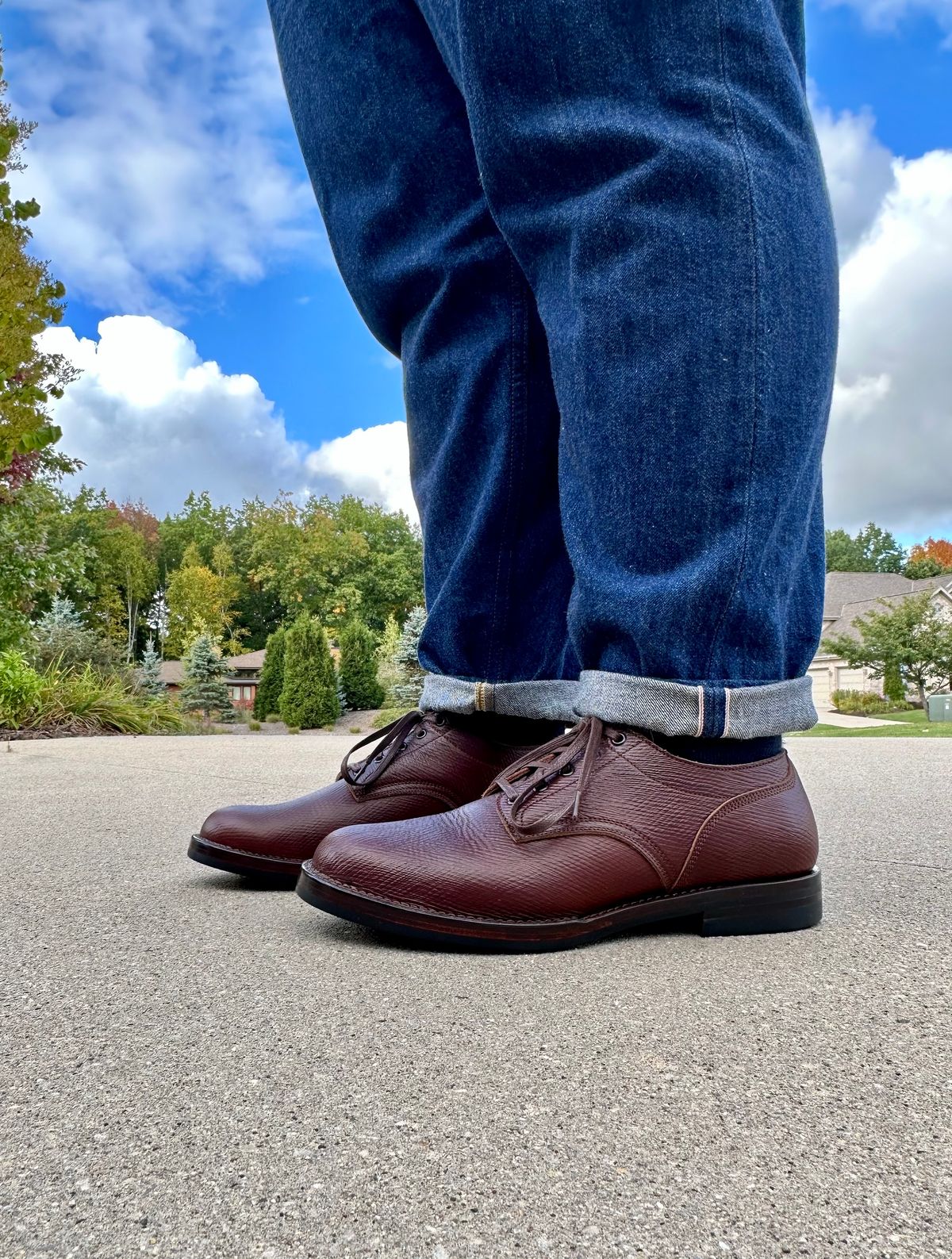 Photo by titletowngoods on October 1, 2023 of the Onderhoud LVL01 Derby Boot in J&FJ Baker Brown Russian Calf.