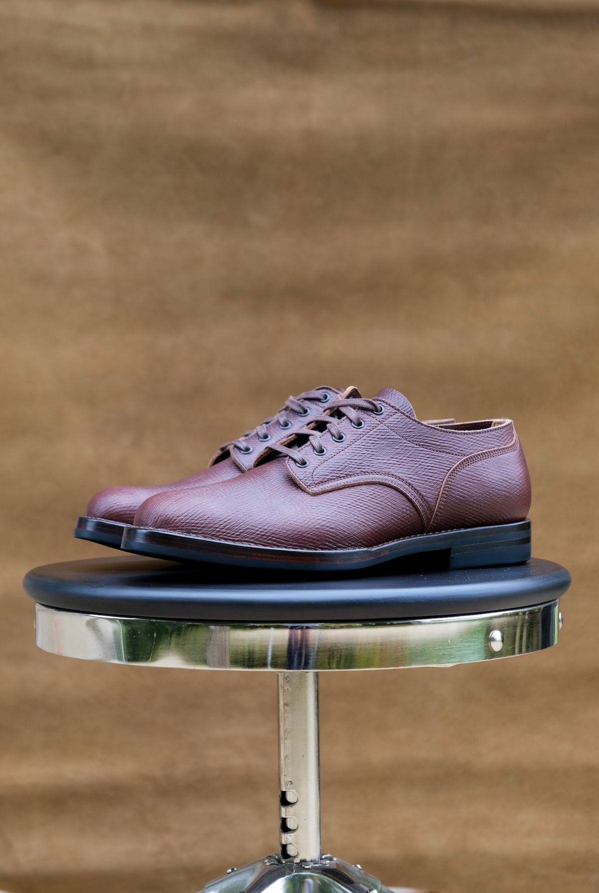 Photo by titletowngoods on October 1, 2023 of the Onderhoud LVL01 Derby Boot in J&FJ Baker Brown Russian Calf.
