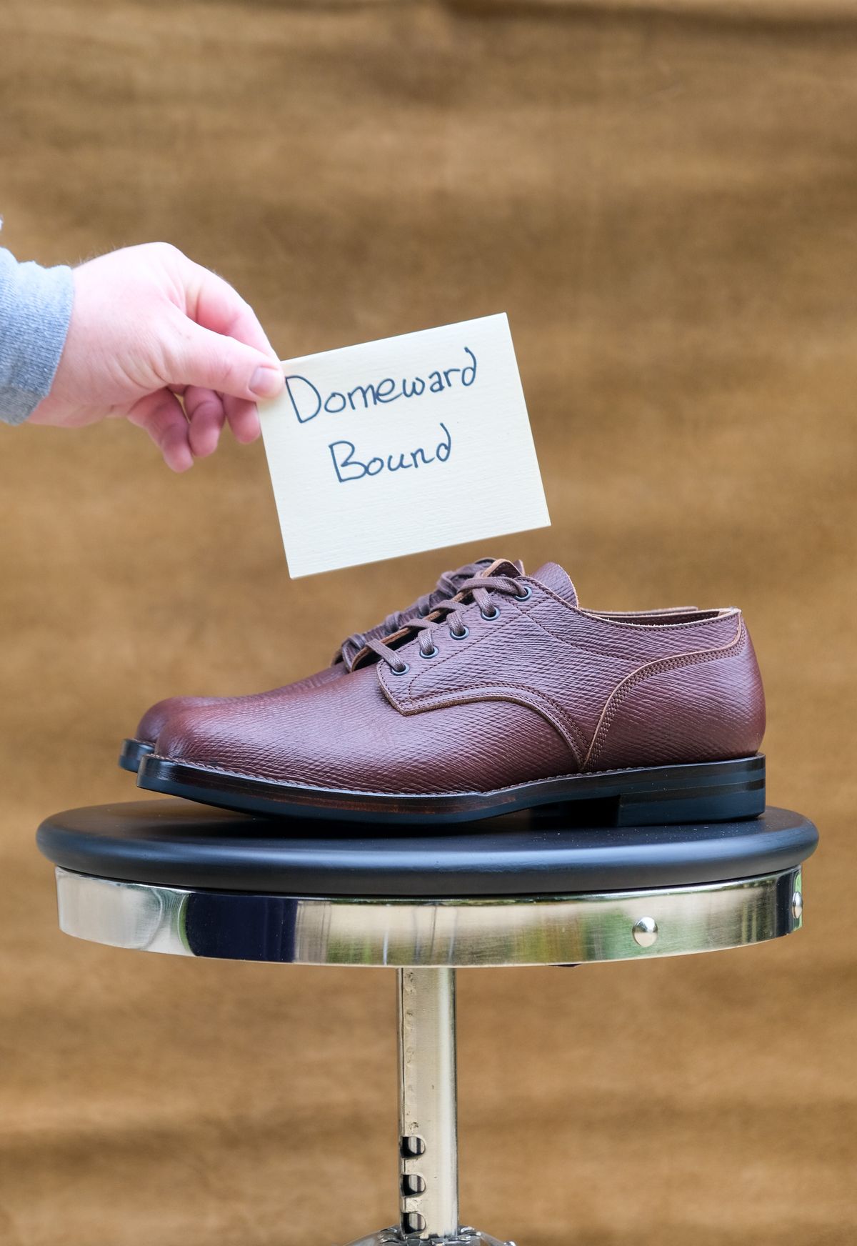Photo by titletowngoods on October 1, 2023 of the Onderhoud LVL01 Derby Boot in J&FJ Baker Brown Russian Calf.