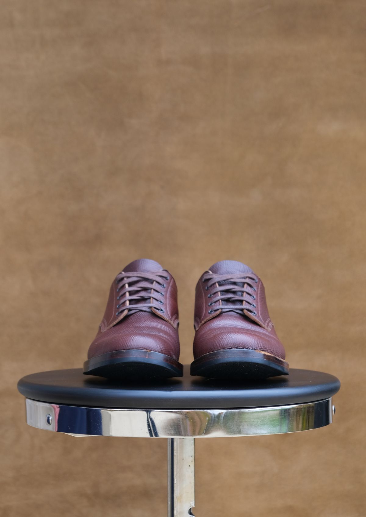 Photo by titletowngoods on November 1, 2023 of the Onderhoud LVL01 Derby Boot in J&FJ Baker Brown Russian Calf.