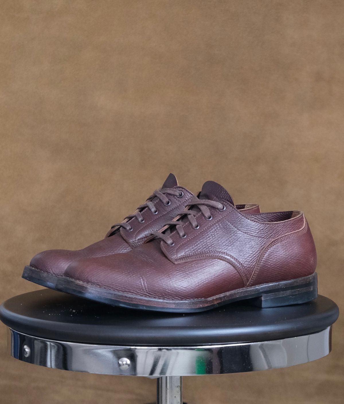 Photo by titletowngoods on February 4, 2024 of the Onderhoud LVL01 Derby Boot in J&FJ Baker Brown Russian Calf.