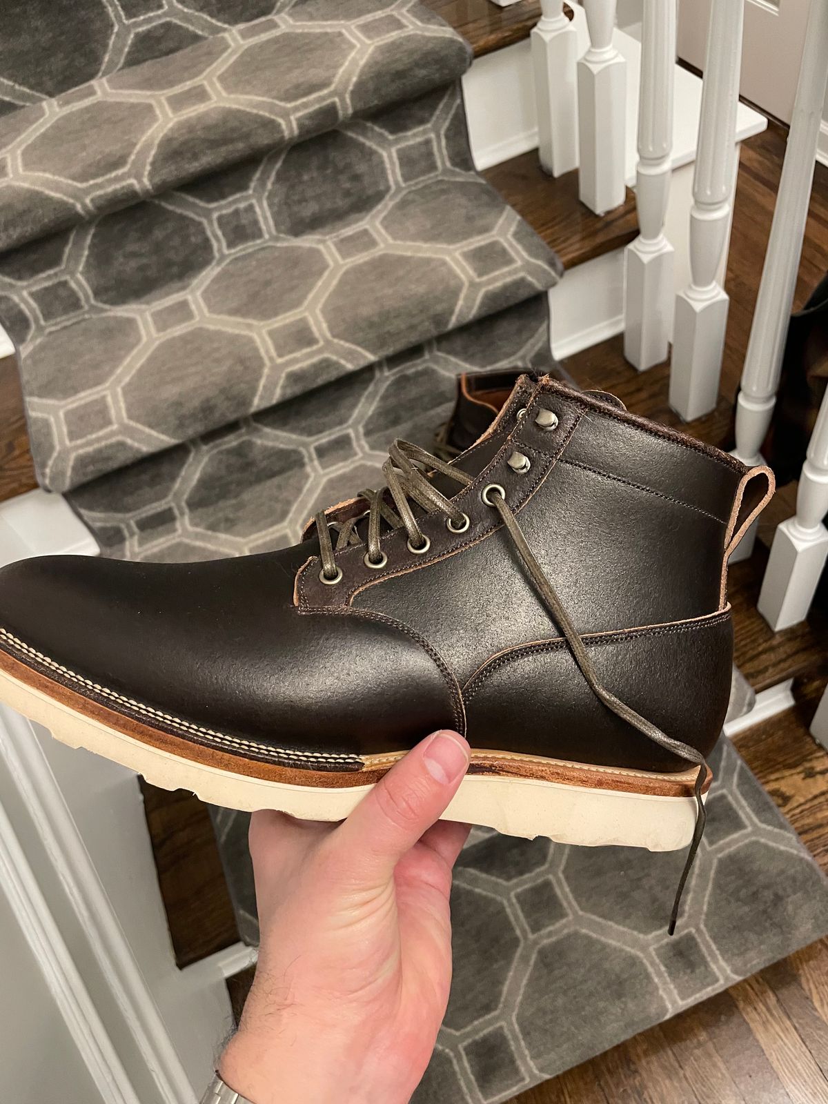 Photo by ferf on March 2, 2022 of the Viberg Scout Boot in Horween Brown Waxed Flesh.