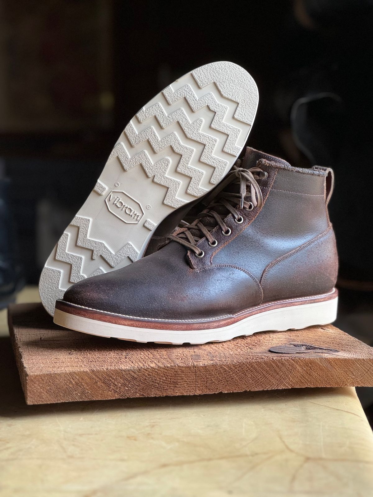 Photo by ferf on December 29, 2023 of the Viberg Scout Boot in Horween Brown Waxed Flesh.