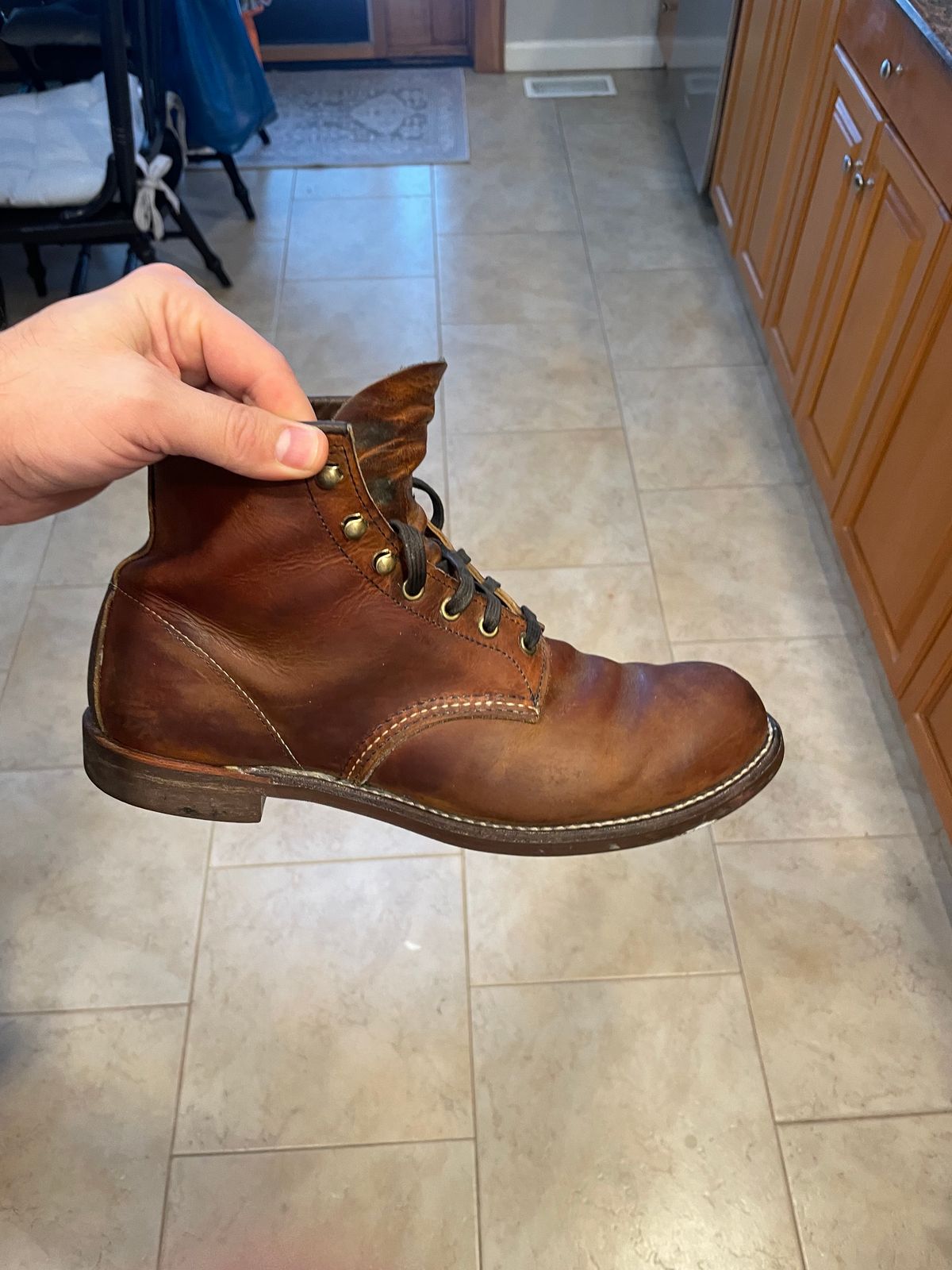 Photo by ferf on February 13, 2022 of the Red Wing Blacksmith in S.B. Foot Copper Rough and Tough.