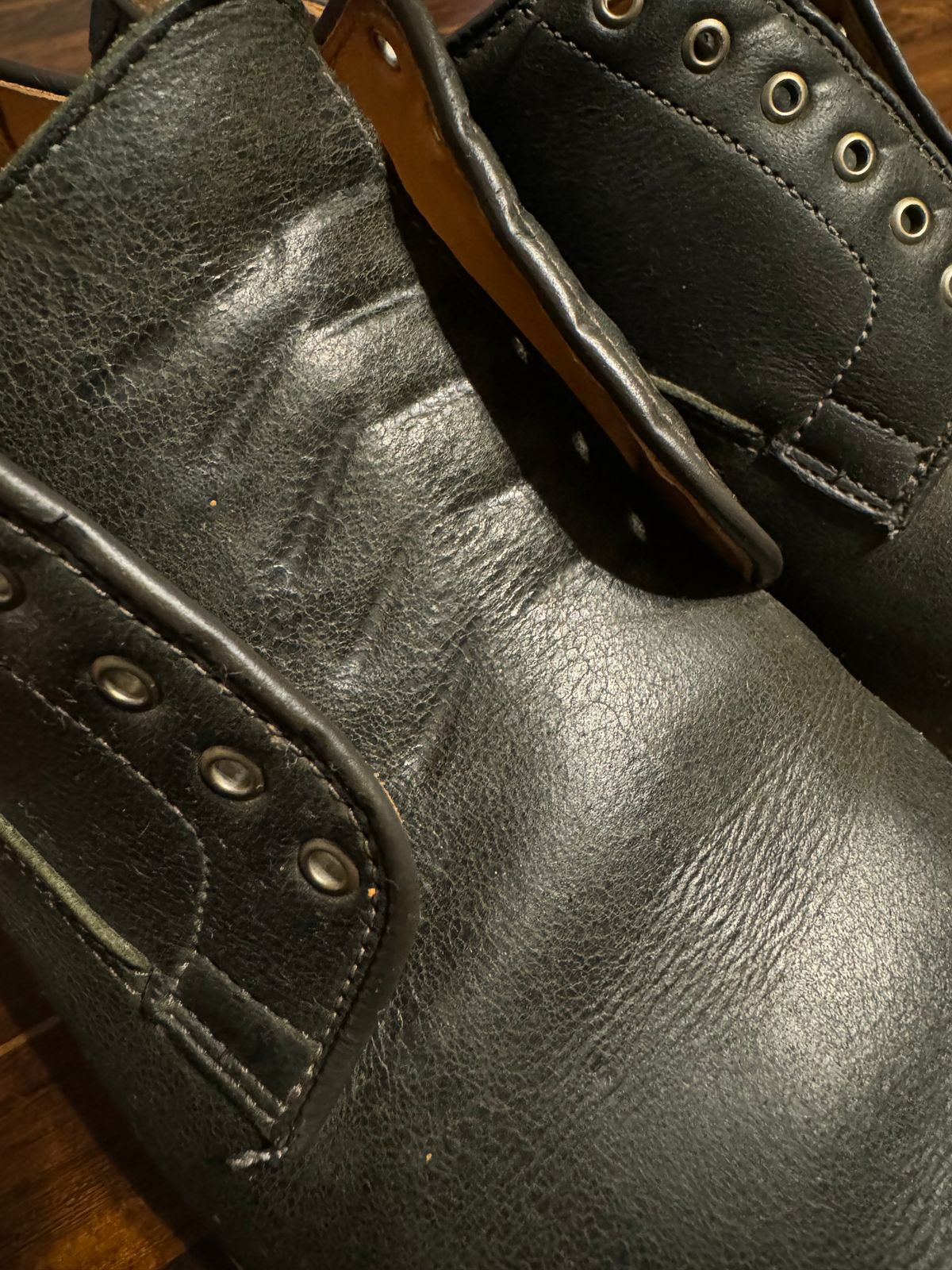 Photo by yeolderoberto on November 13, 2023 of the Viberg Derby Shoe in C.F. Stead Military Green Waxed Kudu.