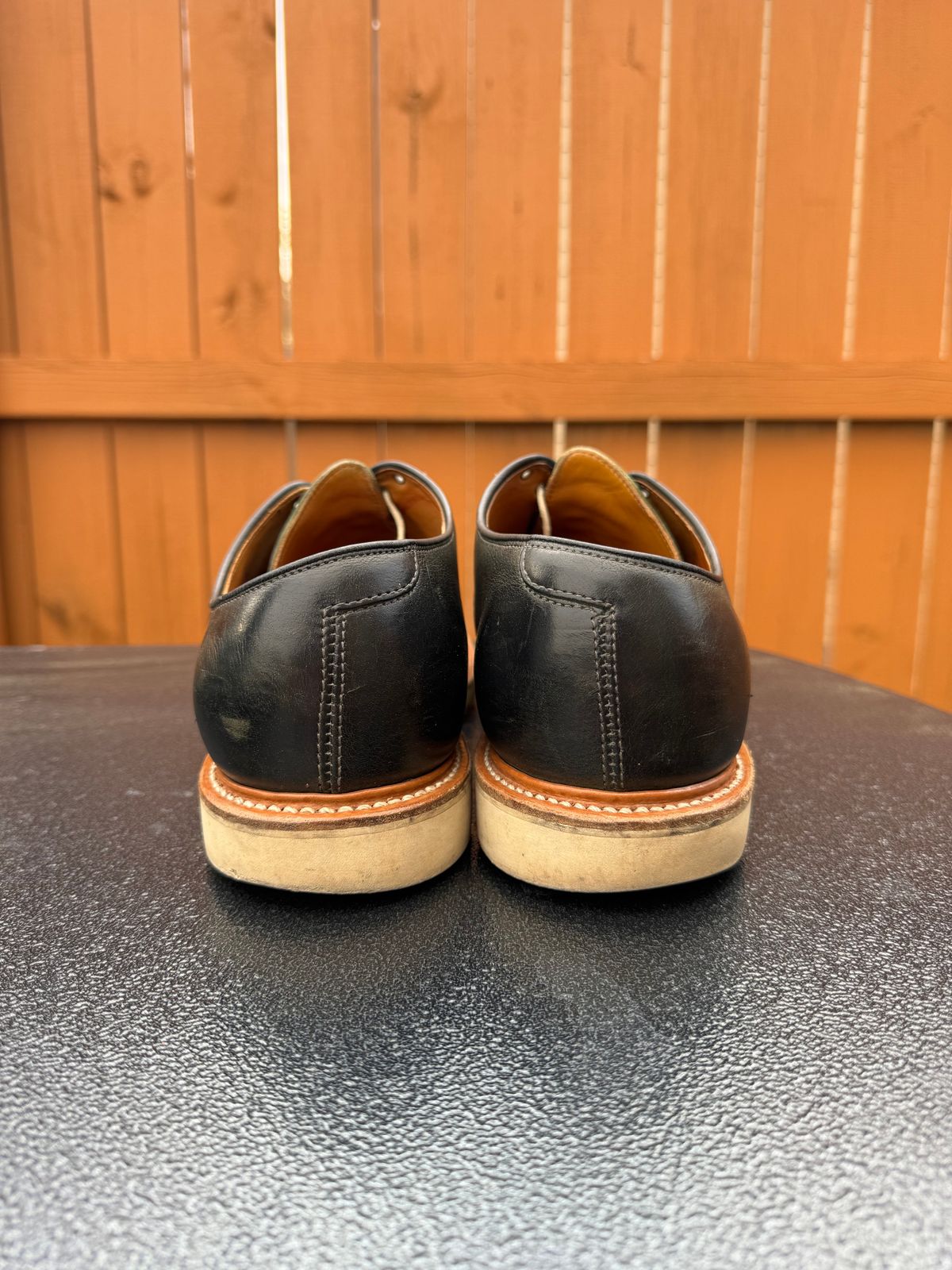 Photo by yeolderoberto on April 2, 2024 of the Viberg Derby Shoe in C.F. Stead Military Green Waxed Kudu.