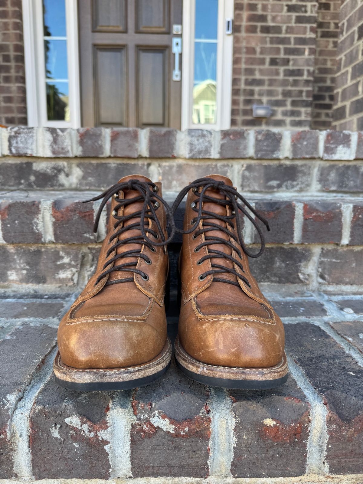 Photo by yeolderoberto on December 4, 2024 of the Truman Moc Toe in British Tan Grizzly.