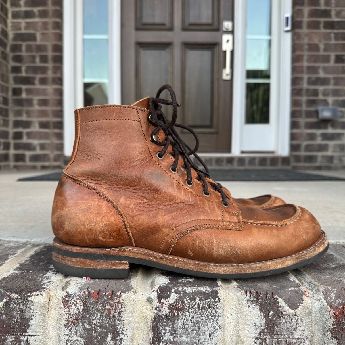 Photo by yeolderoberto on January 4, 2025 of the Truman Moc Toe in British Tan Grizzly.