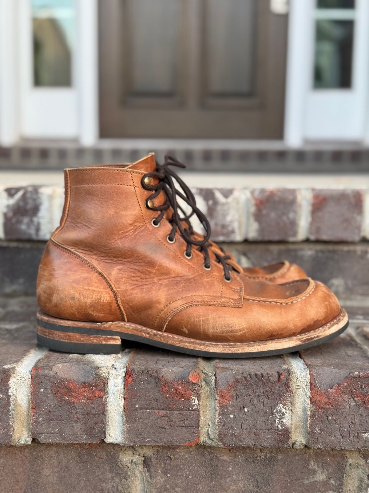 Photo by yeolderoberto on February 4, 2025 of the Truman Moc Toe in British Tan Grizzly.