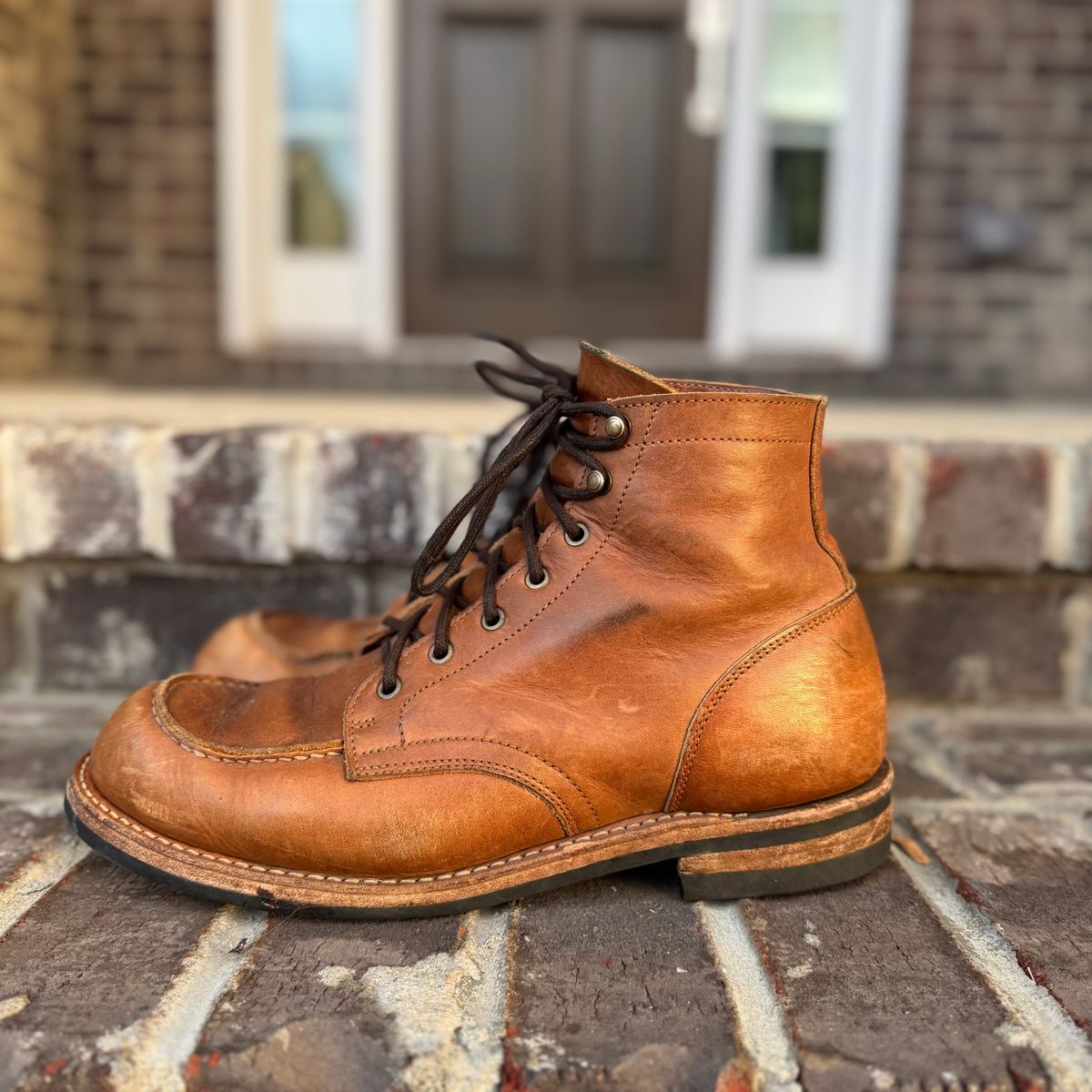 Photo by yeolderoberto on March 5, 2025 of the Truman Moc Toe in British Tan Grizzly.