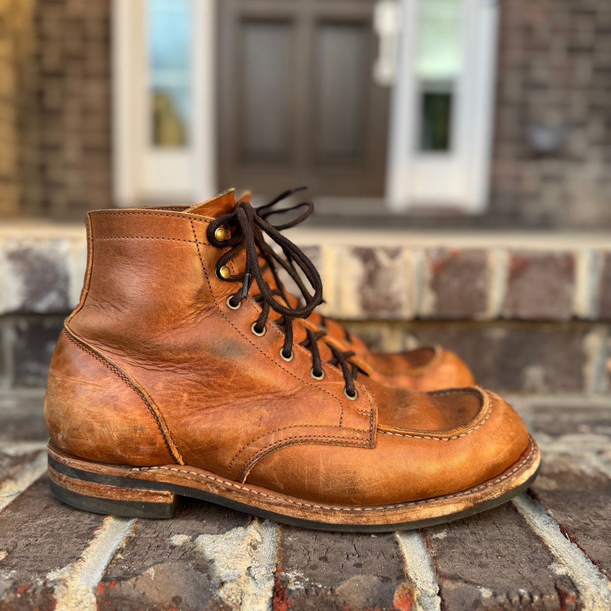 Photo by yeolderoberto on March 5, 2025 of the Truman Moc Toe in British Tan Grizzly.