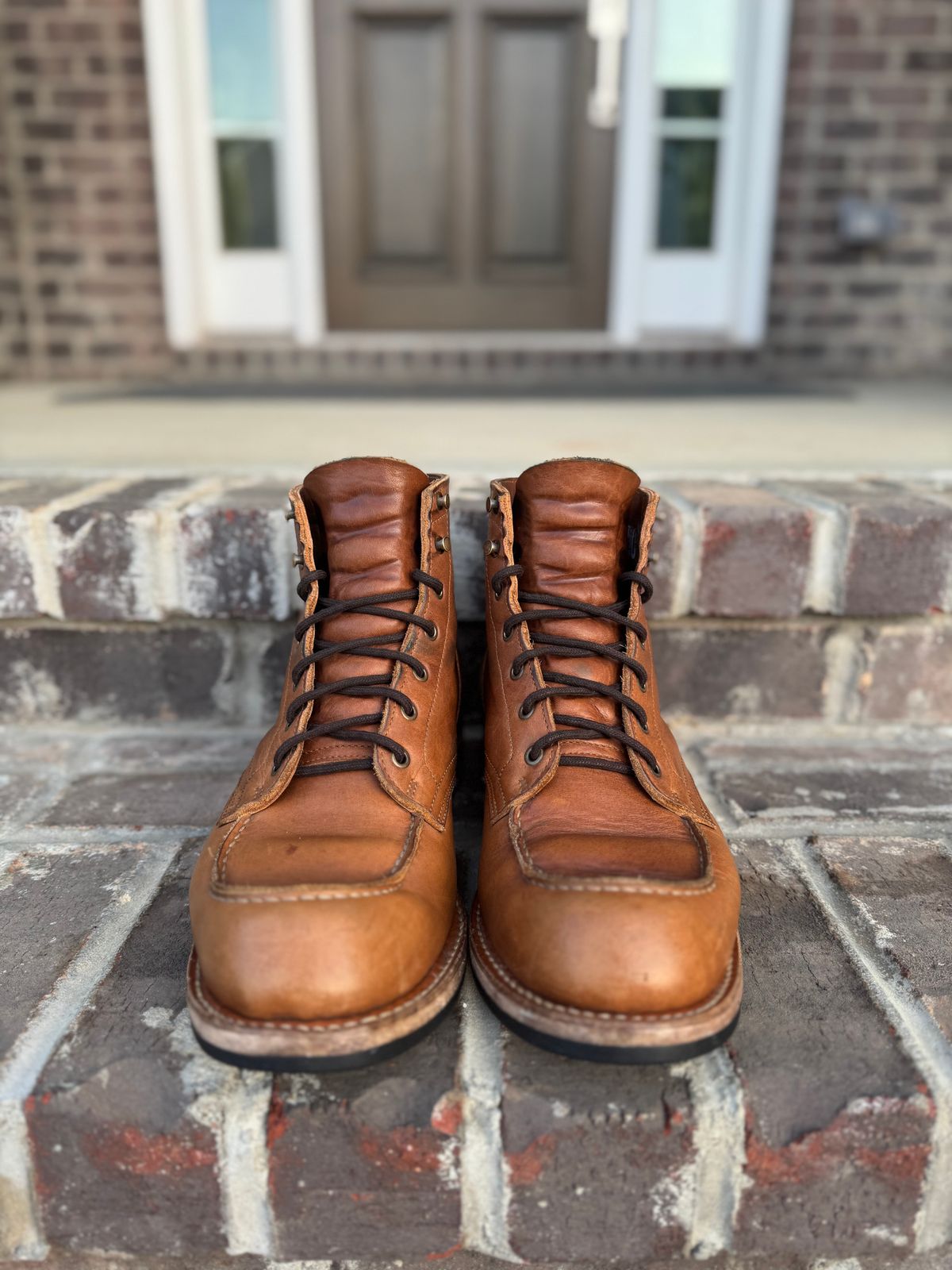 Photo by yeolderoberto on April 1, 2025 of the Truman Moc Toe in British Tan Grizzly.