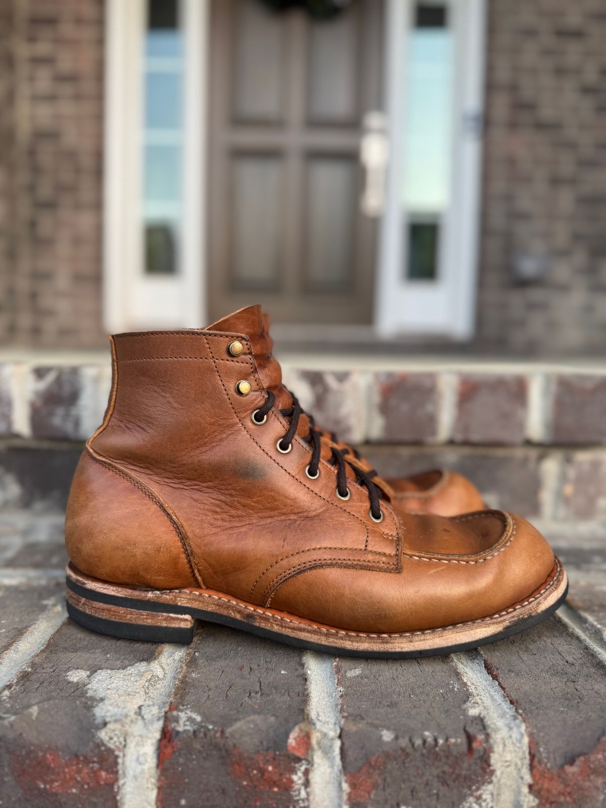 Photo by yeolderoberto on April 1, 2025 of the Truman Moc Toe in British Tan Grizzly.