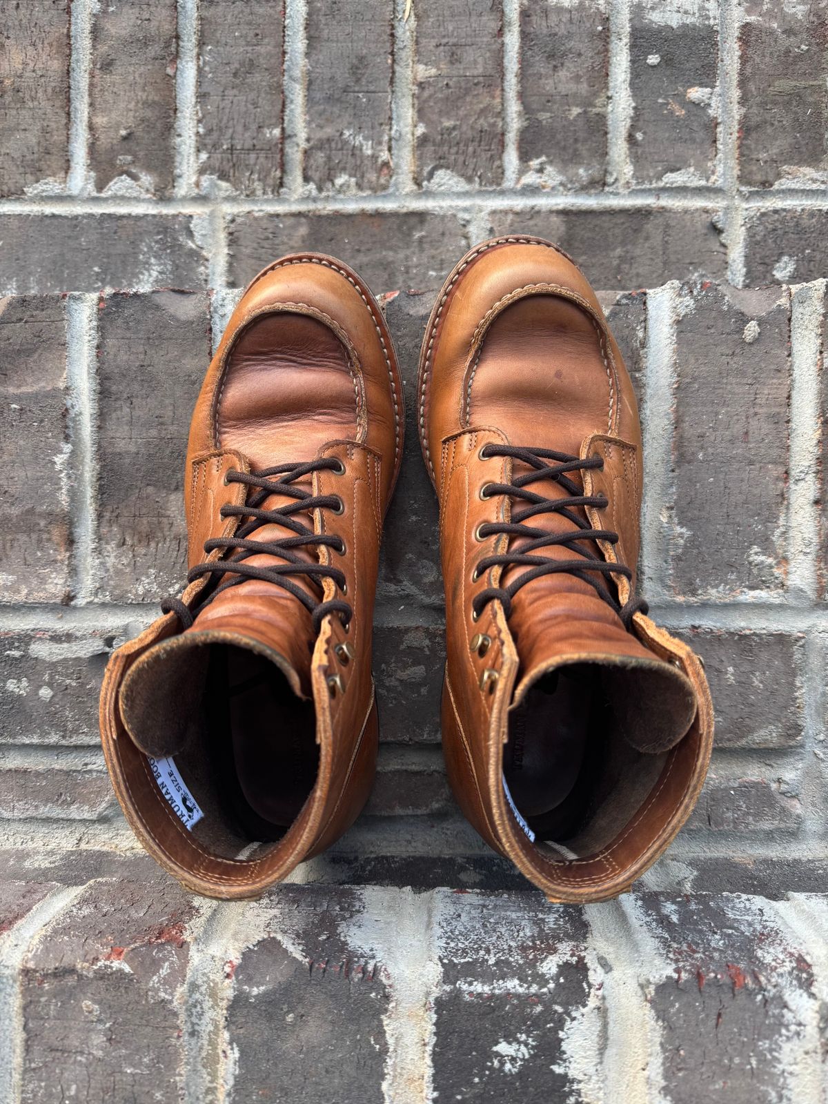 Photo by yeolderoberto on April 1, 2025 of the Truman Moc Toe in British Tan Grizzly.