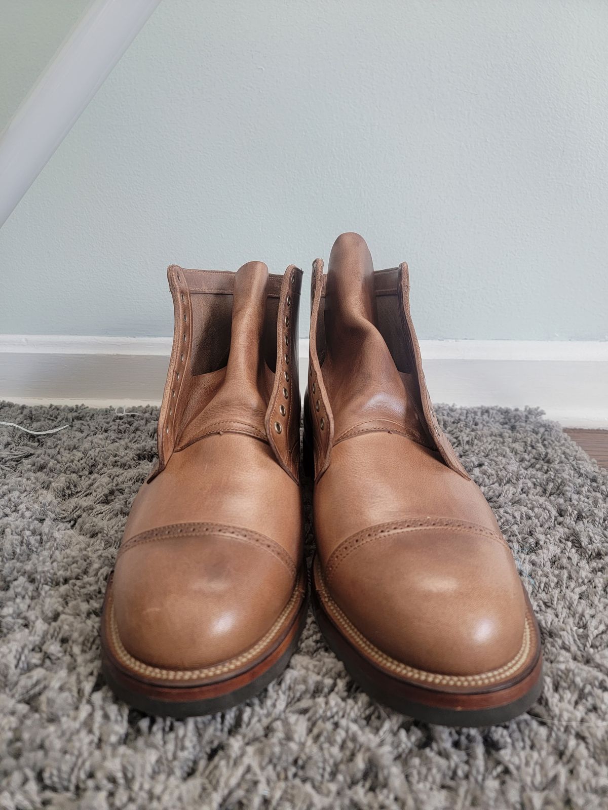Photo by tempesttost on October 7, 2023 of the Viberg Service Boot BCT in Horween Natural Chromexcel.