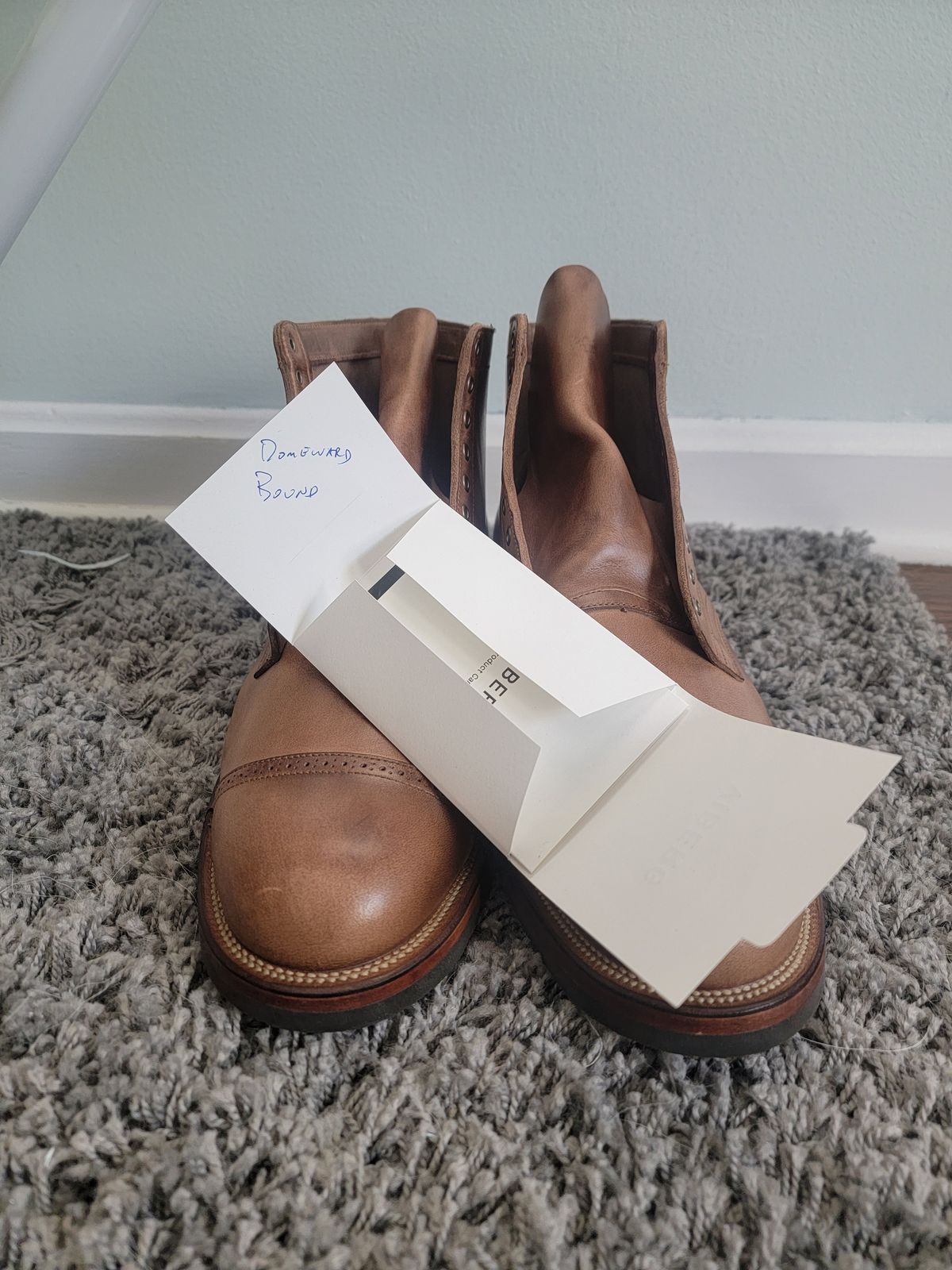 Photo by tempesttost on October 7, 2023 of the Viberg Service Boot BCT in Horween Natural Chromexcel.