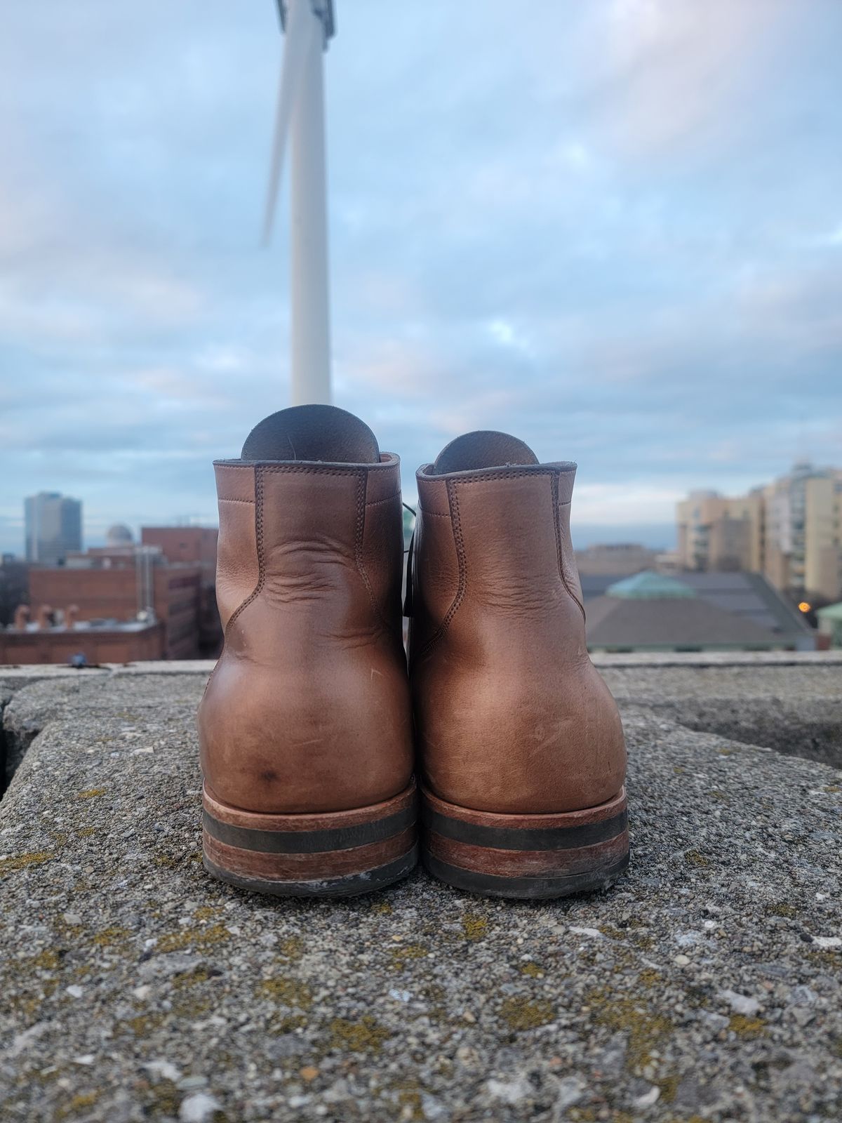 Photo by tempesttost on January 5, 2024 of the Viberg Service Boot BCT in Horween Natural Chromexcel.