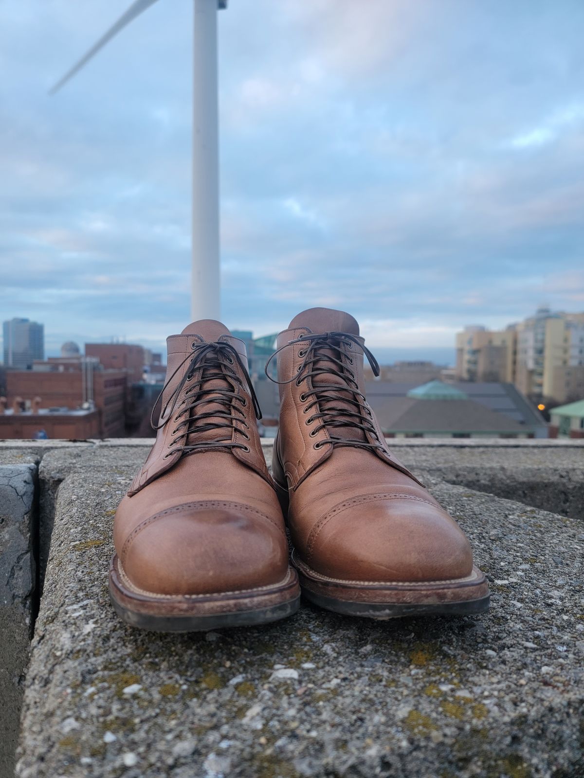 Photo by tempesttost on January 5, 2024 of the Viberg Service Boot BCT in Horween Natural Chromexcel.