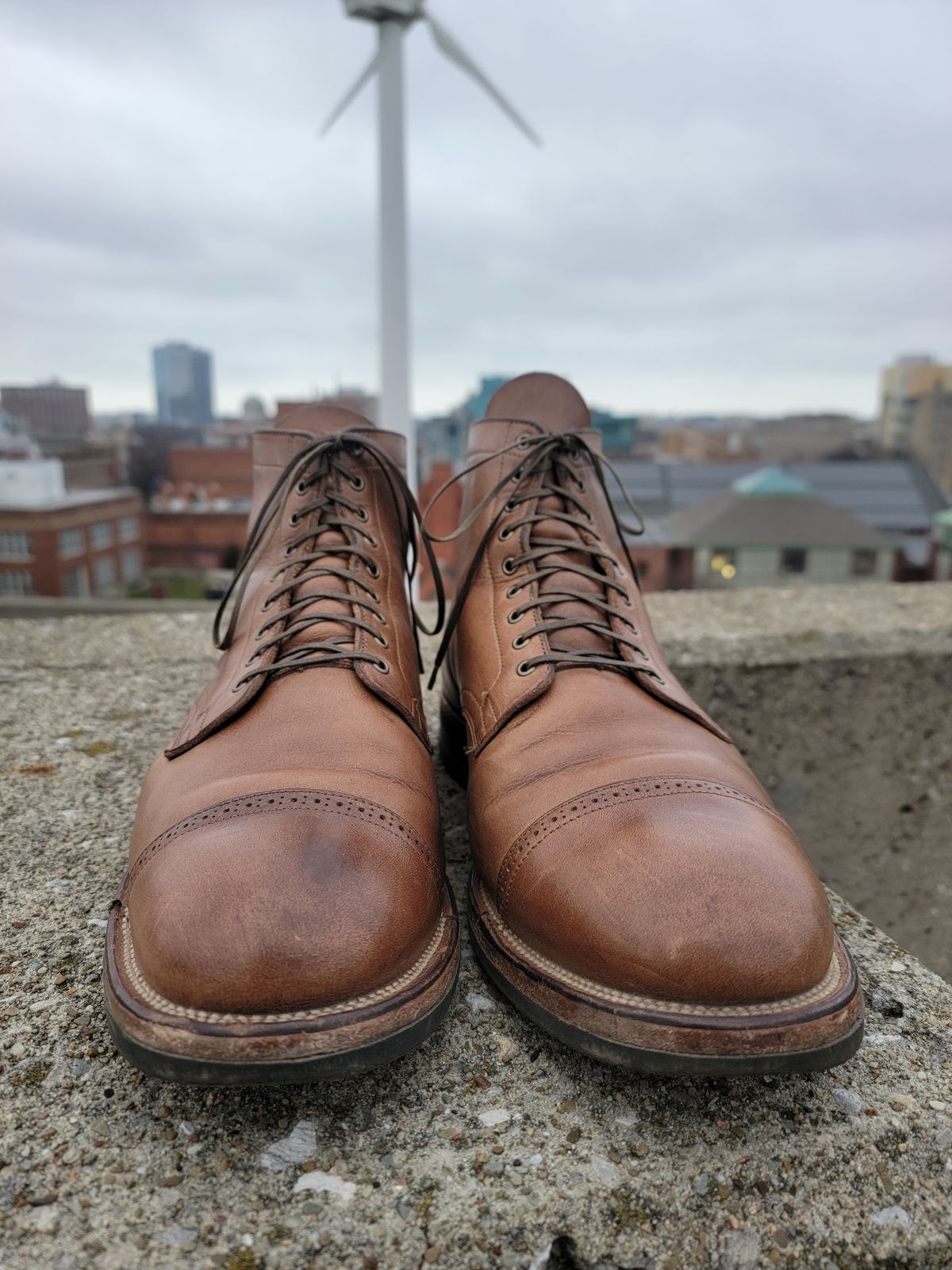 Photo by tempesttost on February 5, 2024 of the Viberg Service Boot BCT in Horween Natural Chromexcel.