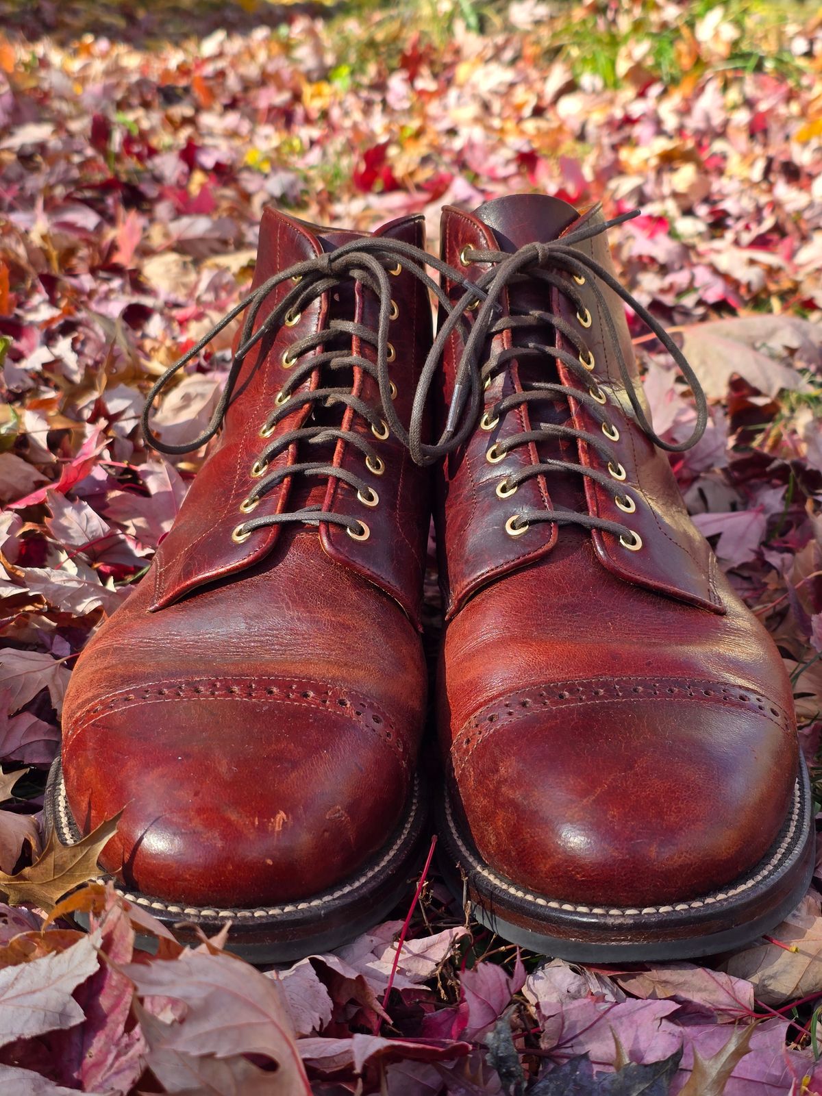 Photo by tempesttost on November 5, 2024 of the Grant Stone Garrison Boot in Gallun Red Denali Stag.